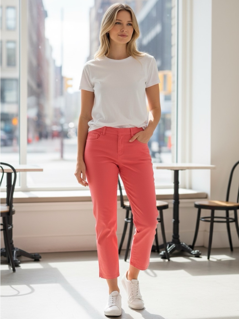 Lane Bryant Coral-Pink Cropped Straight Pants